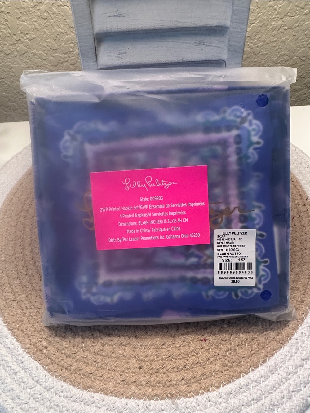Lilly Pulitzer Blue Grotto Floral Border Napkin Set